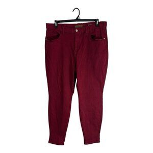 Judy Blue Womens Jeans Adult Plus Size 18W Elastic Stretch Tapered Maroon Denim